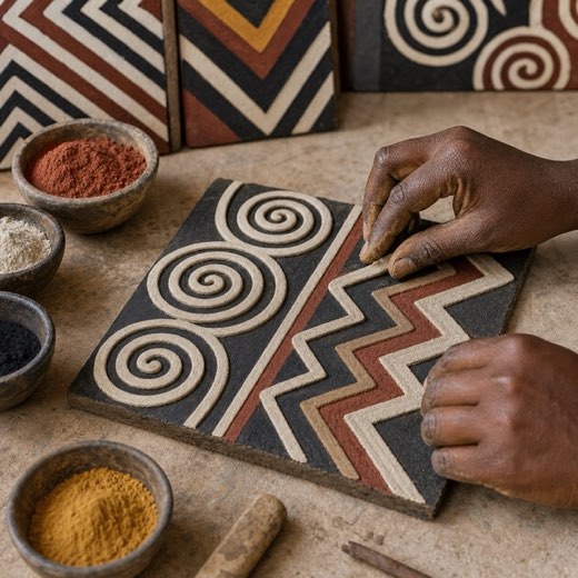 Bold black-and-white imigongo patterns